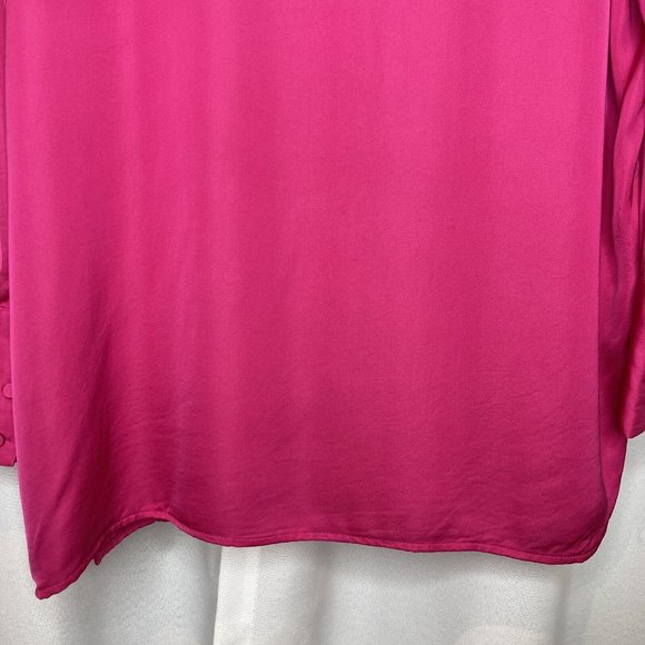 Decjuba Pink Fuchsia Demi Oversized Satin Shirt Blouse Top Size M Long Sleeve - Picture 8 of 15